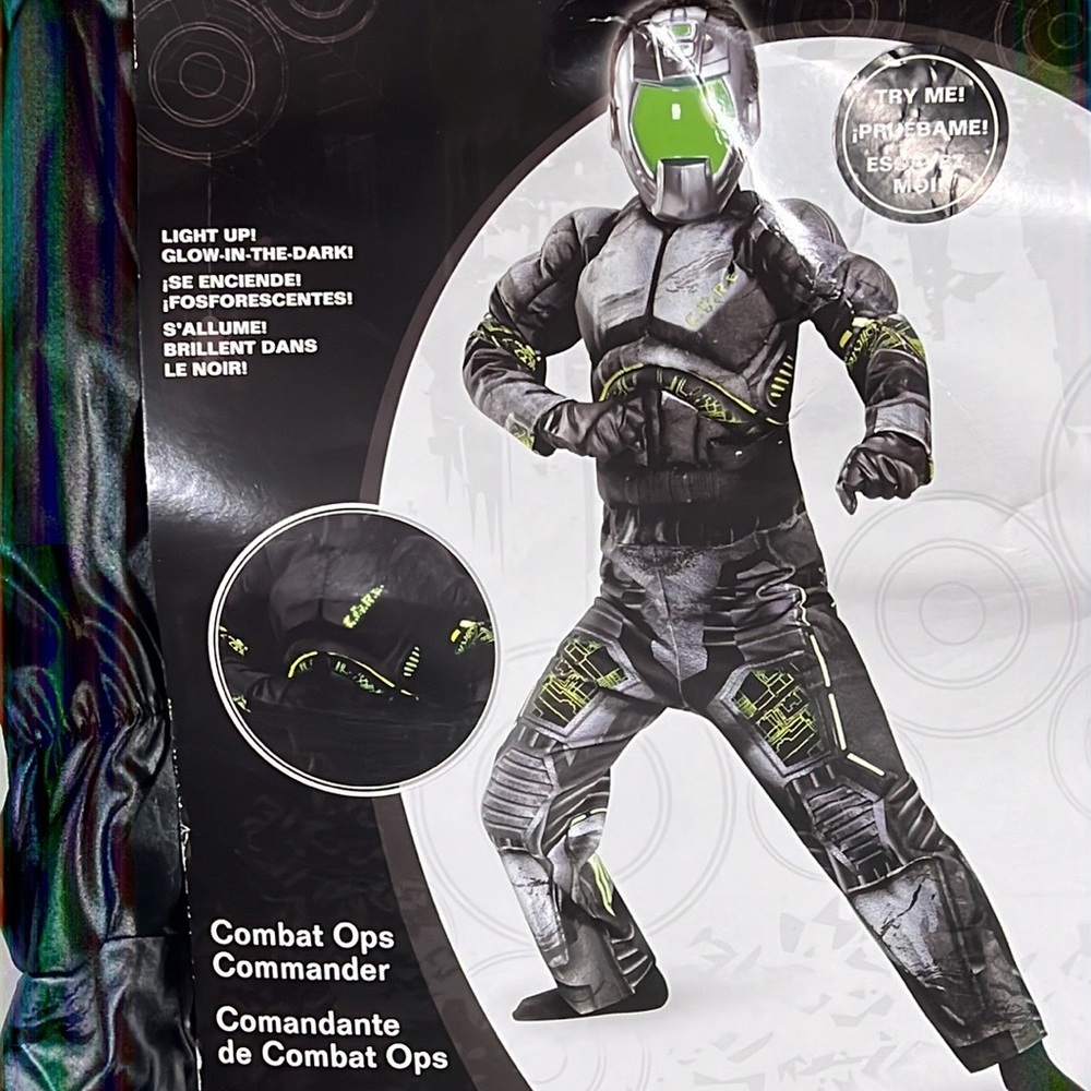 NEW Combat Ops Commander Glow-in-the Dark Halloween Costume Size 7-8yr